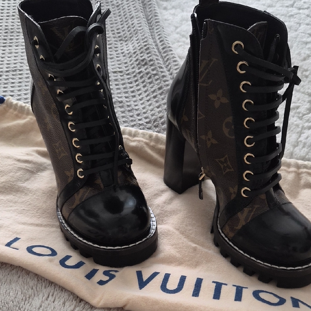 Louis Vuitton Black and Brown Heeled Boots